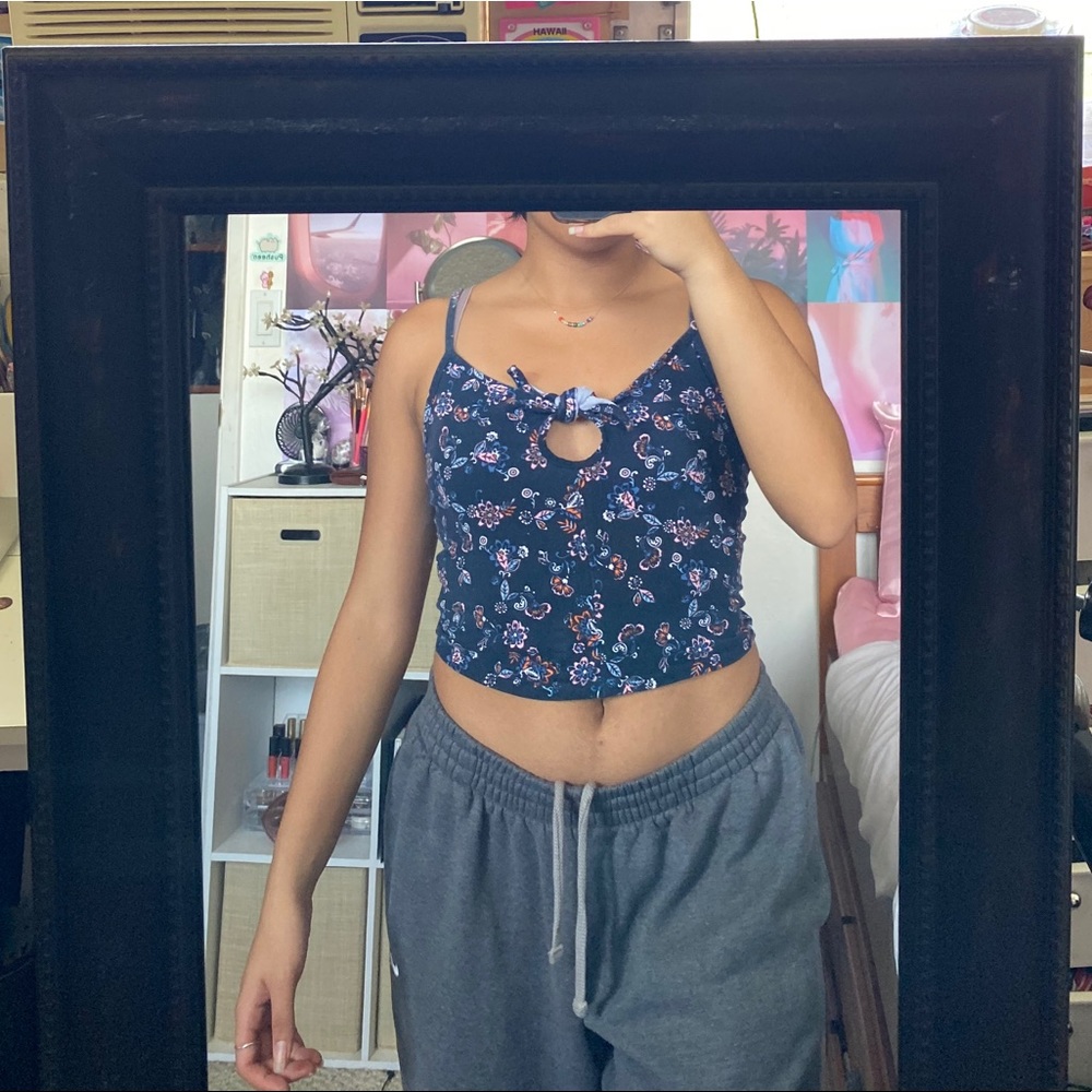 cute floral tie tank